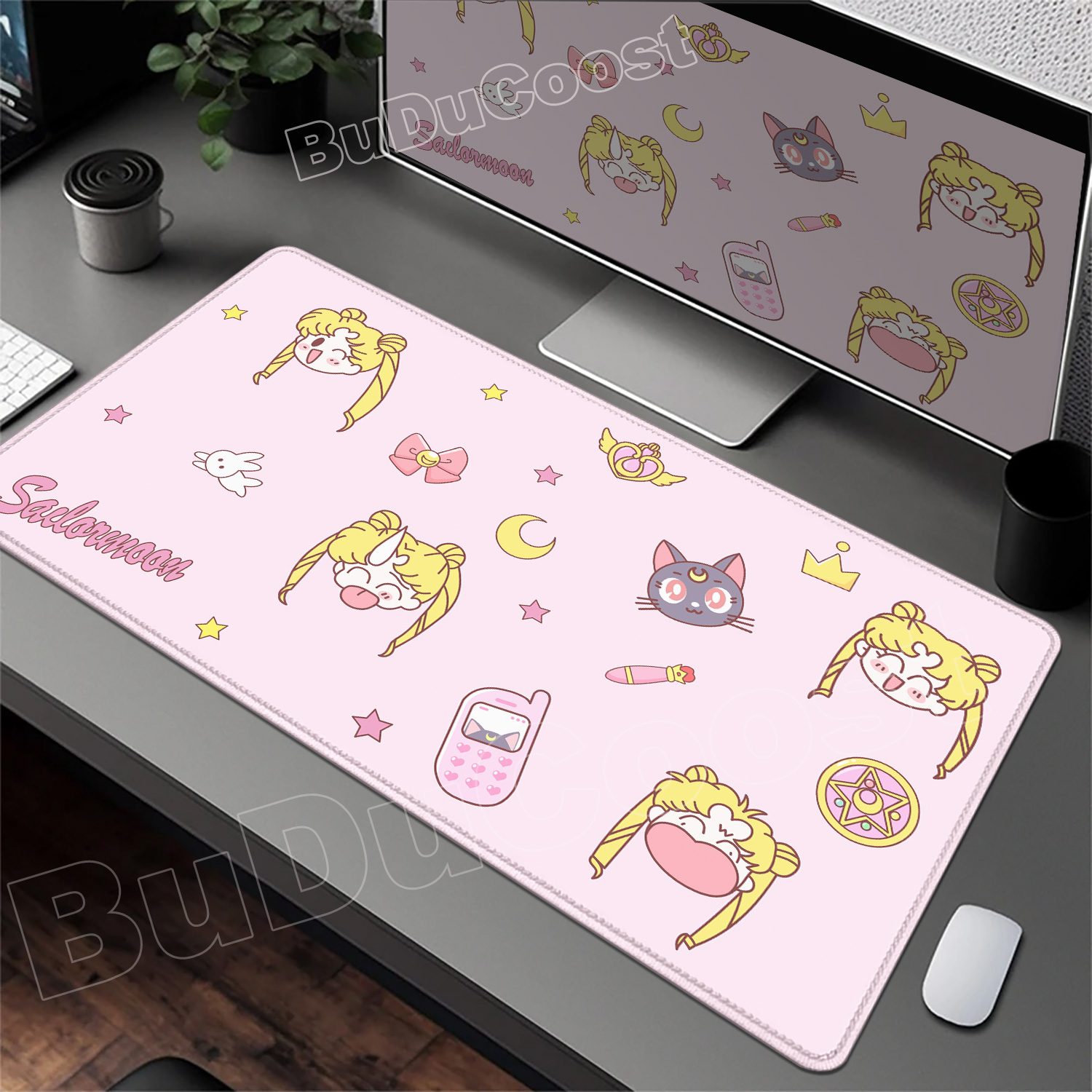 Pc Gaming Pink - แผ่นรองเมาส์สีชมพูสวยๆ ลายอนิเมะเซเลอร์มูน สำหรับเกมเมอร์ พีซี กันลื่น HD