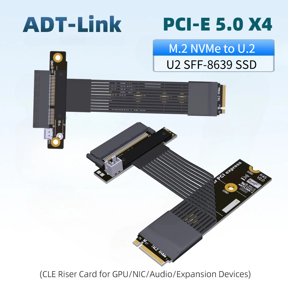 Pcie Riser Cable - สายแปลง ADT-Link M.2 NVMe เป็น U.2