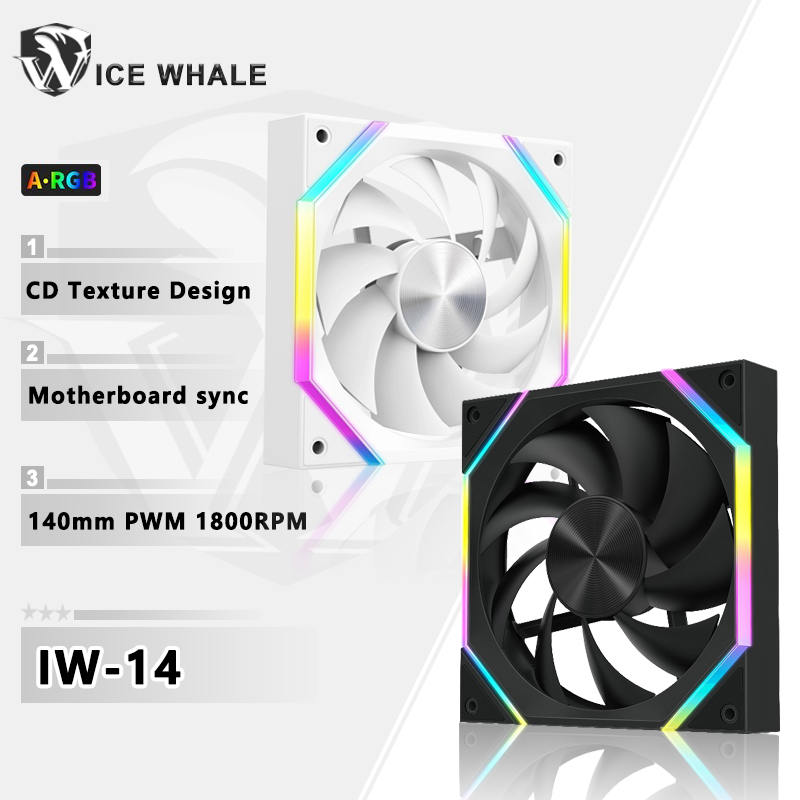 Argb Case Fan - ICE Whale IW-14 คอมพิวเตอร์แชสซีพัดลม 14 ซม.ARGB