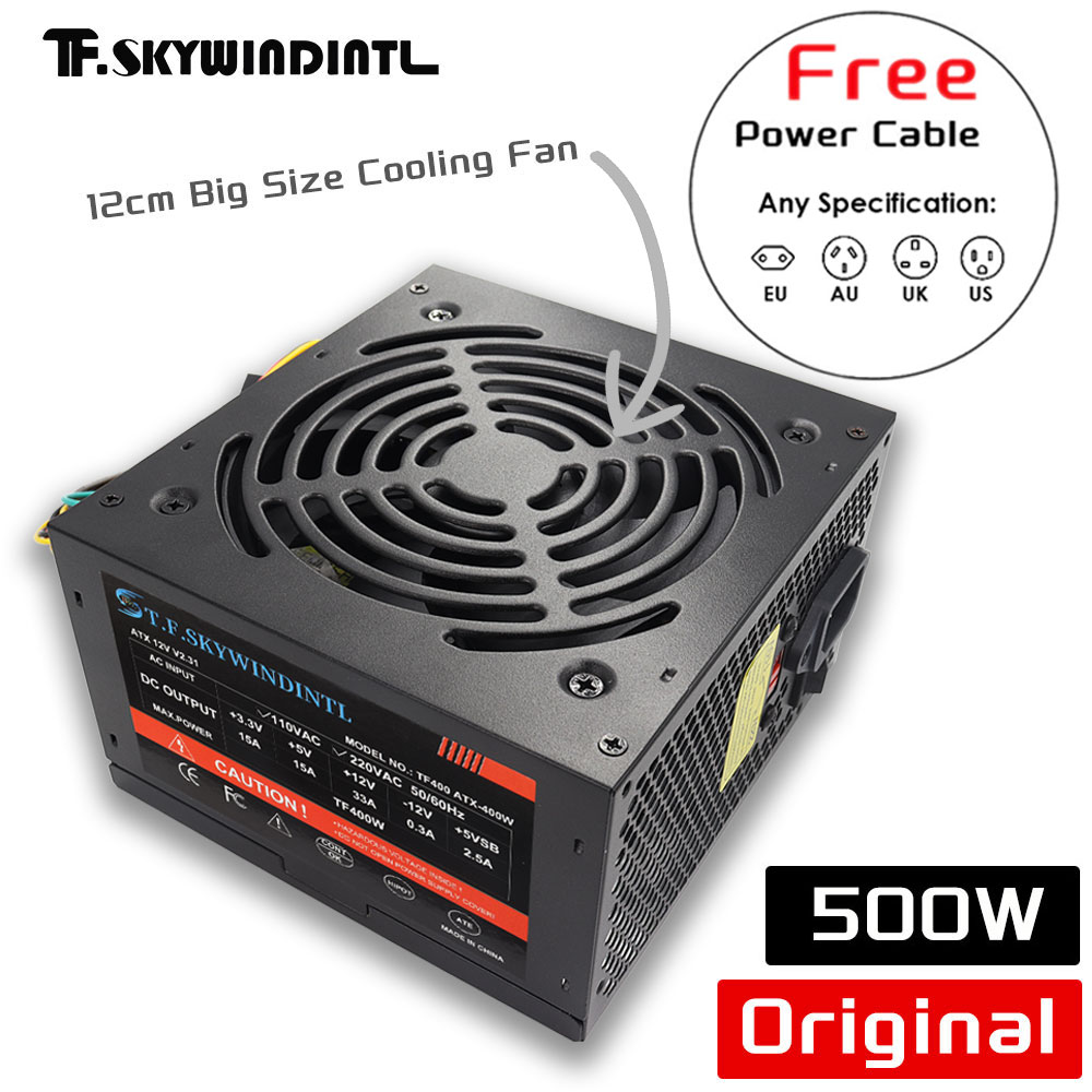 Pc Gaming Ff - พาวเวอร์ซัพพลาย ATX สำหรับคอมพิวเตอร์เกมมิ่งแบบตั้งโต๊ะ 500W สีดำ ราคาประหยัด