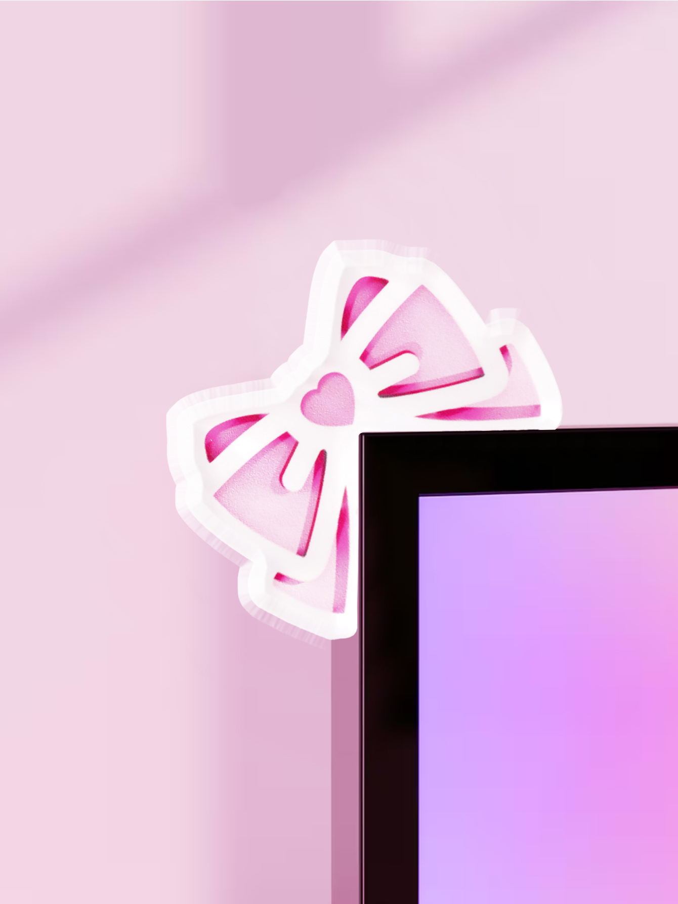 Pc Gaming Pink - ที่ตกแต่งหน้าจอคอมพิวเตอร์รูปโบว์น่ารัก สีชมพู ทำจากอะคริลิก อุปกรณ์เสริมสำหรับคอมพิวเตอร์ ตกแต่งโต๊ะทำงานน่ารักสำหรับการเล่นเกม หน้าจอ