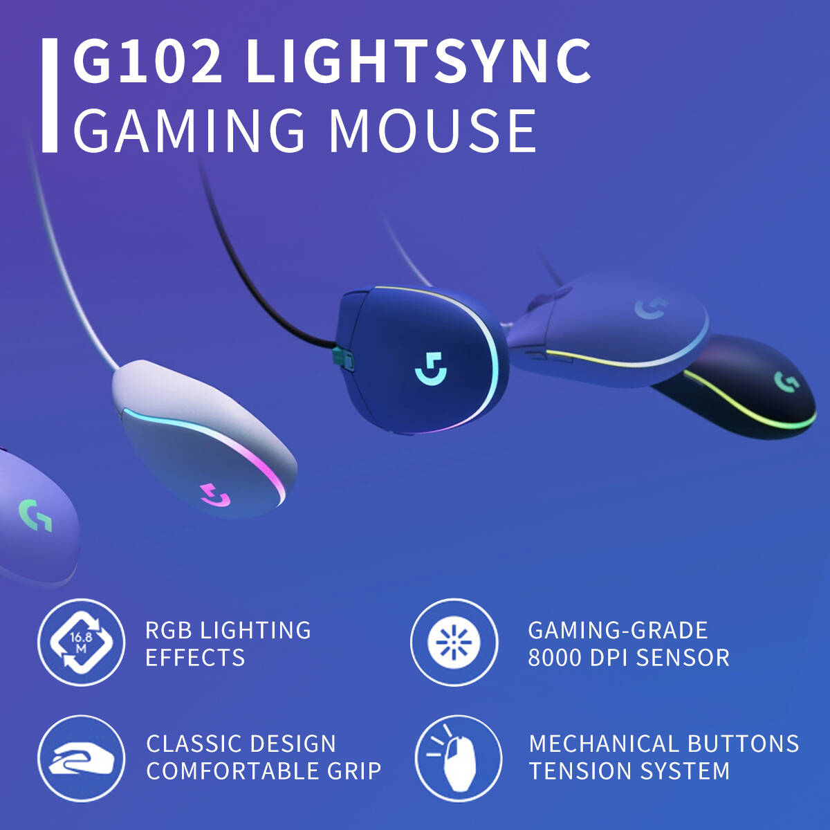 เมาส์เกมมิ่ง Logitech G102 Pro - Pc Gaming All In One บทวิจารณ์และราคา