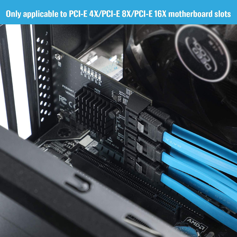 การ์ด PCIe 4X 1X SATA 6 พอร์ต, - Pcie Riser Cable บทวิจารณ์และราคา